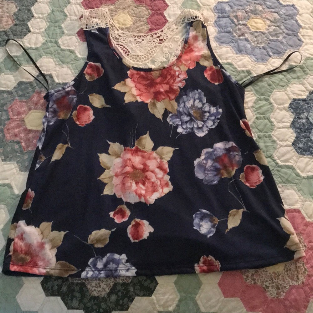 Floral crochet tank top
